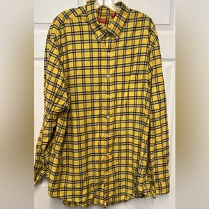 Izod Long Sleeve Button Down, Yellow and Navy, 2XLT